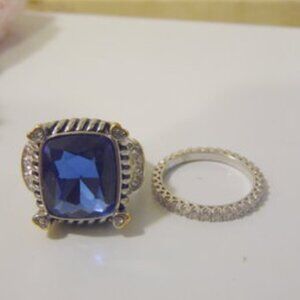 Emma Skye Blue Colored 2-tone Crystal Ring Size 9